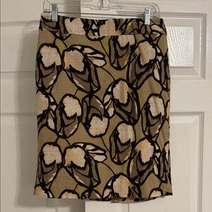 Ann Taylor Brown and Tan Floral Pencil Skirt